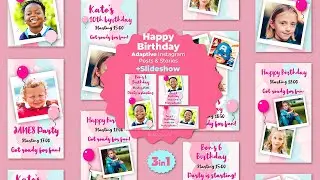Happy Birthday Instagram Stories+Posts+Slideshow AfterEffects Template