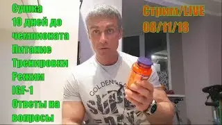 Сушка. 10 дней до чемпионата. Питание. Тренировки. Добавки. ИФР-1. Причины роста мышц. Стрим.