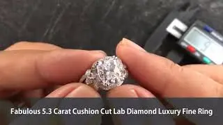 Fabulous 5.3 Carat Cushion Cut Lab Diamond Luxury Fine Ring