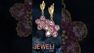 Pink Flowers Earrings, Reels. #art #artist #zbrush #jewelry #timelapse # #jewelrymodel #myart