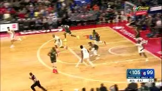 Joel Embiid hustles for the loose ball and knocks down the triple 😤