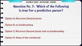 MCQ Questions Applications - Parsers with Answers