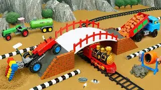 DIY Mini Truck Builds Brick & Metal Railing Bridge | Fun Construction Science Project