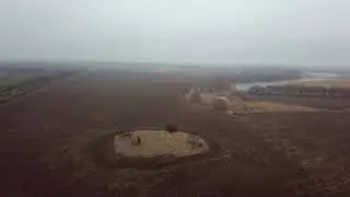 Kurgan group at the Kirpili River (South of Russia) in the midst of the Kuban winter