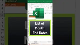 list of months end dates in excel 