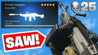 the M249 SAW in WARZONE?! BEST BRUEN CLASS SETUP! 25 KILL GAMEPLAY! (MODERN WARFARE)
