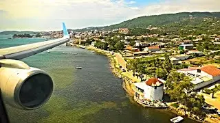 SPECTACULAR LANDING @ SKIATHOS AIRPORT, JSI! Onboard Boeing 757-200 TUI Airways