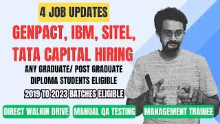 4 Job Updates || Direct Walk-in Drives || Testing roles/ Analyst Role & Many More ||