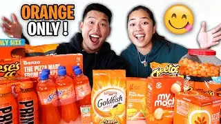 Full Day of Eating Only ORANGE Foods | Fun & Crazy Food Challenge