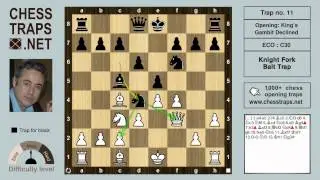 King's Gambit Declined - Knight Fork Bait Trap for Black (trap no. 11)