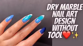 Easy Beach Theme🏝️Dry Marble NailArt Design at Home🏠| Dry Marble Nails for Beginners ✨💅|