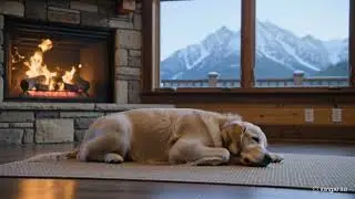 10 Hour Cozy Dog by Fireplace 4K | Relaxing TV Screensaver Loop - No Ads