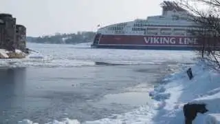 Ferry of Viking Line passing in front of suomenlinna