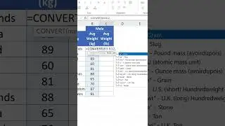 Convert values from one unit to another in Excel