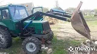 Самодельный кун на самодельном тракторе в работе...