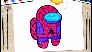 How to draw among us spider man.