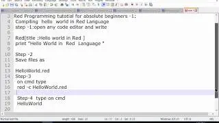 Red Programming Language  tutorials for absolute beginners -1:  Compiling  HelloWorld