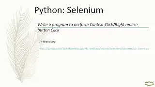 Python | Selenium | Context Click