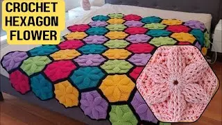 Embossed Flower crochet hexagon @sara1111 Step by Step Tutorial For Beginners