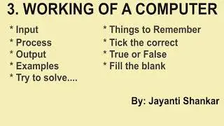 3. Working of a Computer | Class 2 | CBSE: Input, Process & Output | Exercises