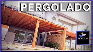 PERGOLADO com Forro | Fachada com Pergolado de Madeira Suspenso