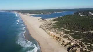 Парадиз в Португалии: Пляж Praia da Lagoa de Albufeira-Mar с высоты дрона