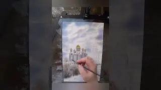 #акварель #пейзажакварелью #watercolorlandscape #рисование #speedpaint