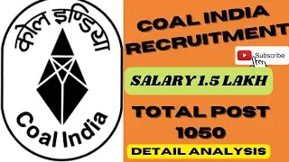 COAL INDIA Recruitment 1050 POST || Salary || Eligibility || Post || Selection Procedure ||