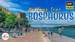 Sunny Sunday on The Bosphorus Walking Tour, Istanbul | 4K HDR