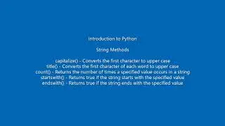 Python String Methods - capitalize(), title(), count(), startswith(), endswith()