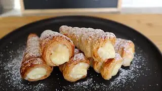 Cum sa faci rulouri cu crema de vanilie din foietaj | Reteta pas cu pas
