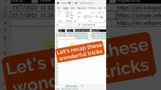Excel Shortcut Keys (23 - 25) - How to insert Current Date, Time & Hyperlink (Quickly!)