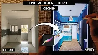 Easy Procreate Tutorial -  How to create a Kitchen concept sketch from existing photo?  #tutorial