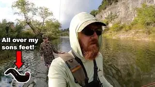 We got Leeches while Fishing with my Son