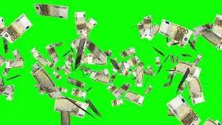 European €200 Euro Cash Bills Exploding On Green Screen