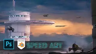 Creating a sci-fi Illustration in Blender and Photoshop - Fueling Station
