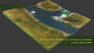 New  Additions to our terrain line: River Fork, Half-tile, ready-to-play for wargames