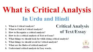 What is Critical Analysis, How you can do Critical Analysis, Easiest way to Critical analysis. PDF