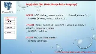 PostgreSQL Database DML | PostgreSQL INSERT | UPDATE | DELETE | Data Manipulation Language VD#5