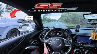 CAMARO SS AND SCATPACK WIDEBODY CUTTING UP IN TRAFFIC POV DRIVE
