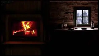 🔥Winter cozy fireplace and blizzard❄️