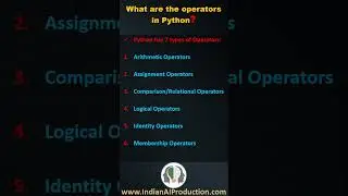 #10 What are the Types of Operators in Python | Python Interview Questions and Answers | Shorts