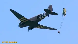 [4K] C-47 Paratrooper (some wind) Jump at Vlagheide/Eerde 80 jaar vrijheid