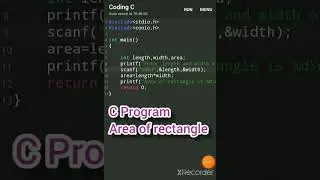 Area Of Rectangle C Program | C Program Area Of Rectangle | C Program Tutorial #shorts @WebCoding