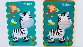 African animals Zebra - play wooden strips puzzles for children with animals