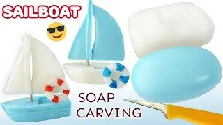SOAP CARVING | Sailboat | EASY | Free Template | How to make | Satisfying |