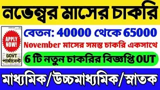 Best 6 Govt Job In November 2024 | ফর্ম ফিলাপ চলছে | November 2024 Jobs | WB Govt Job | WB Vacancy