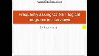 Frequently asking C# logical programs in interviews