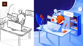 Flat Illustration | Adobe Illustrator (Time Lapse)