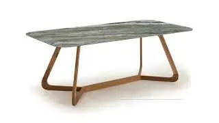 Outdoor Table with Wooden Base and Royal Peacock Ceramic Top - Infinity